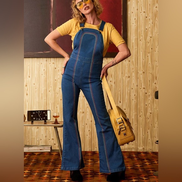 The Hippie Shake Pants - 🌵BRAND NEW The Hippie Shake Denim Rainbow Dungarees Overalls US 10🌵